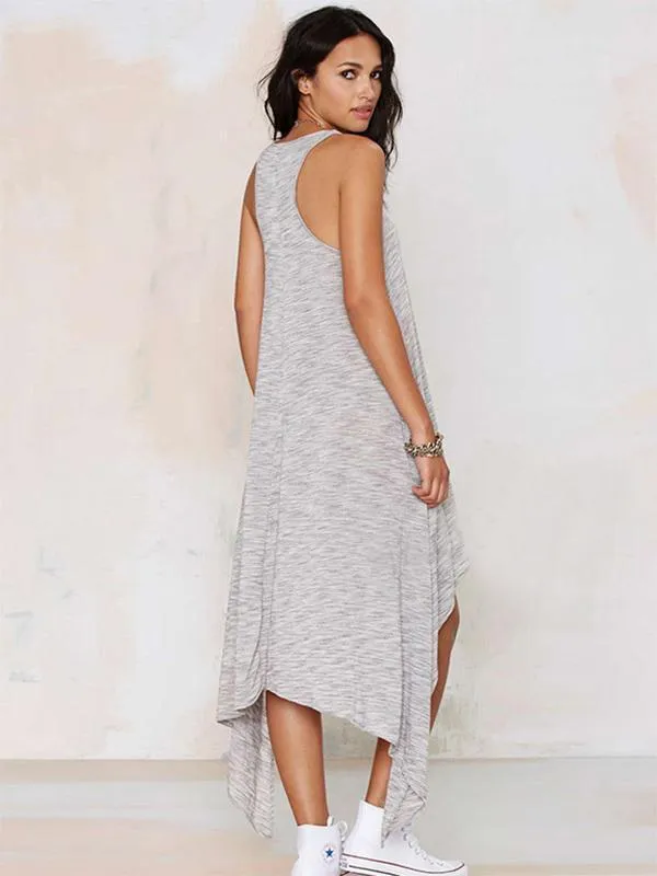 Comfortable Gray Straps Cropped Midi Dress