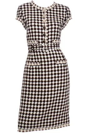 Fall Winter 2007 Oscar de la Renta Brown Diamond Check Runway Dress