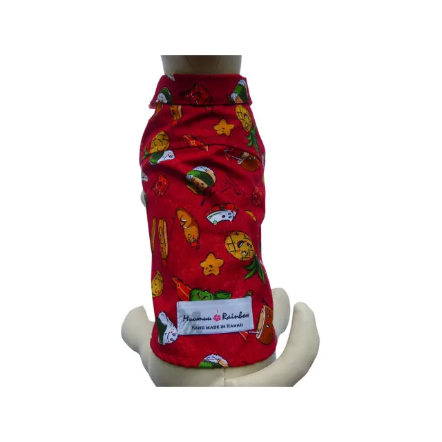 Hawaiian Soul Food Print Pet's Shirt | Red, Black