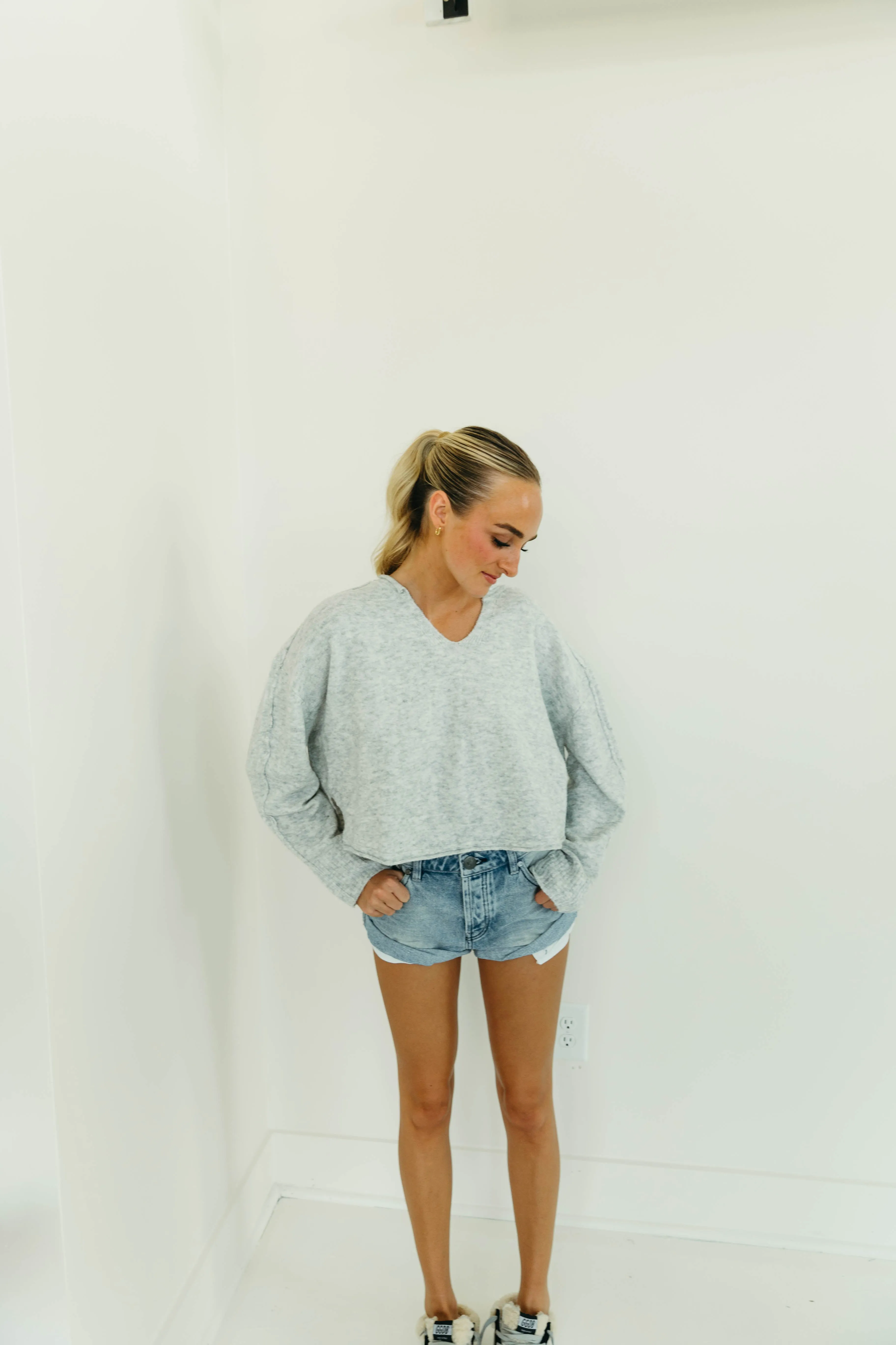 Raya Cropped Sweater - Light H. Grey