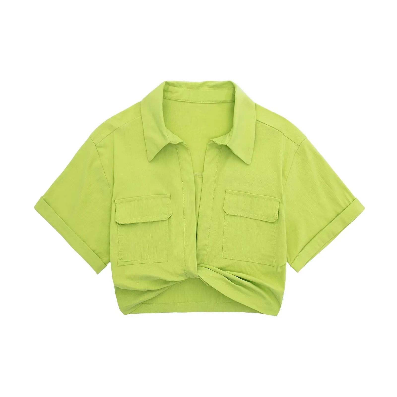 Safari Shirt Cropped Top