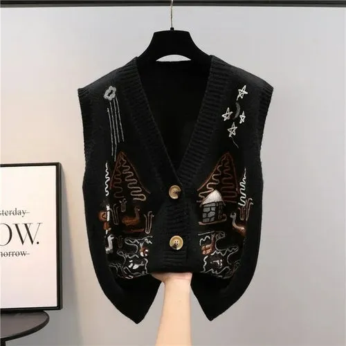 Sweater Knitted Vest For Women Clothing Oversize