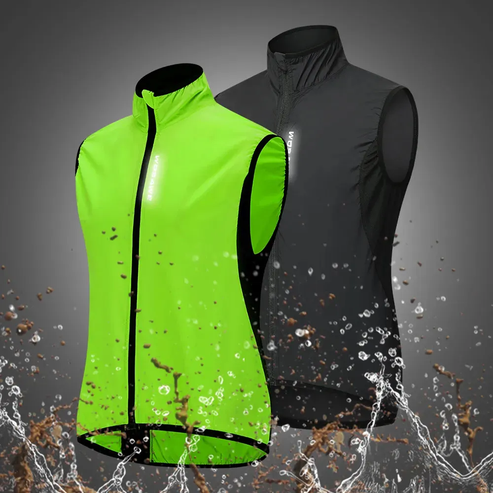 Women Reflective Cycling Vest Solid Woven Sportswear Men Cycling Windbreaker Water Repellent Windproof MTB Bike Jacket